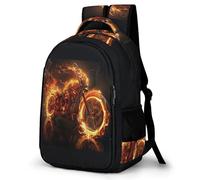 WECECE Sac à Dos Moto en Flammes pour Garçons Adolescents, Cartable Primaire de Grande Capacité pour Le Collège, Sac College Garcon Moto À La Mode L'École et Les Voyages