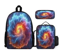 WECECE Sac à Dos Orage et Éclairs Nuage Garçons Primaire 3 Pièce, Ensemble Cartable Enfant Scolaire avec Sacs Déjeuner et Trousse Crayon, Sacs Ecole pour Fille 7 à 12 Ans