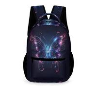 WECECE Sac à Dos Papillon Filles Garçons 7-11 Ans Cartable Papillon Motif CE1-6e Ado Sac d'École Solide Backpack 43x32x15 cm Rentrée des Classes Livres Cahiers