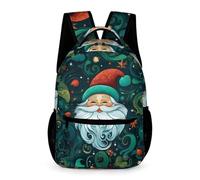 WECECE Sac À Dos Père Noël Fille Sac A Dos Enfants Garçons Sacs Ecole Filles Garçon Primaire Cartable Thème de Noël Scolaire Poids Léger Avec Poche À Bouteille Poche Avant