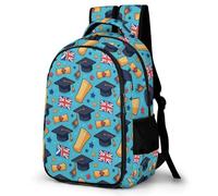 WECECE Sac À Dos Pour Adolescentes Filles, Sac À Dos Graduation Scolaire 3e - 9e Année, Décontracté Cartable Avec United Kingdom Flag Pour Garçon Ecole Et Voyages
