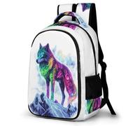 WECECE Sac à Dos pour Garçon Fille Design Wolf CP CE1 Cartable Imprimé Animal Wolf 7-10 Ans Grand Format Léger pour École Promenade Voyage Loisirs Usage Quotidien Rentrée Scolaire