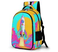 WECECE Sac à Dos pour Garçon Fille Espace Navire Primaire CE2 Cartable Espace Fusée 7-12 Ans Léger Grand Format pour Rentrée Cours Voyage Randonnée Usage Quotidien Rentrée Scolaire