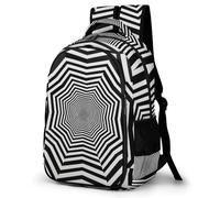 WECECE Sac à Dos pour Garçon Fille Vertige Visuel CP CE1 Cartable Simple Rayures 7-10 Ans Grand Format Léger pour École Promenade Voyage Loisirs Usage Quotidien Rentrée Scolaire