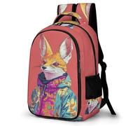WECECE Sac à Dos Renard Filles 15 Ans Cartable Scolaire Vie Marine Élèves Collège Sac d'École pour Enfants À la Mode Imperméable Cadeau de Rentrée Loisirs Daypack
