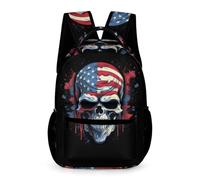 WECECE Sac À Dos Squelette Drapeau Américain Fille Sac A Dos Enfants Garçons Sacs Ecole Filles Garçon Primaire Cartable Crâne Scolaire Poids Léger Avec Poche À Bouteille Poche Avant