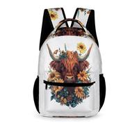 WECECE Sac À Dos Vache des Highlands D'école De Mignonne Animal Taureau Print Cartable Pour Le Sac De Voyage D'enfants Filles Garçons Bookbag
