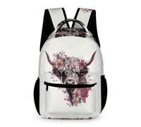WECECE Sac À Dos Vache des Highlands Enfants Sac Animal Taureau Print Cartable Pour CP/CE1 Rucksacks De Motif Pour Les Garçons En Bas Âge Filles
