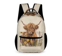 WECECE Sac À Dos Vache des Highlands Sacs D'école Scolaires Cartable Animal Taureau Print Filles Garçons 6 Ans CArtables Pour Primaire Outdoor Voyage École