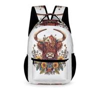 WECECE Sac À Dos Vache des Highlands Sacs École Pour Enfants 7 Ans, Cartable Animal Taureau Print Primaire Fille Et Garçon, Sac D'école Idéal Pour Voyage, Loisirs