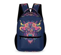 WECECE Sac À Dos Vache des Highlands Scolaires Enfant Filles Garçons Sac 4ème CArtables Animal Taureau Print Pour 6-10 Année Étudiant Outdoor Voyage École