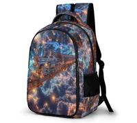 WECECE Sac à Dos Vapeur Train CE2 CM1 pour Filles et Garçons Sac Chemin de Fer Train 8 Ans Cartable Scolaire Léger Grand Format pour École Voyage Promenade, Daypack Cadeau du Nouvel An et Loisirs