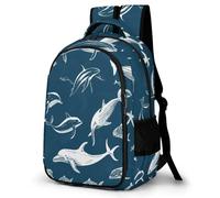 WECECE Sac À Dos Whales Fille Collège, Cartable Adolescent Scolaire Durable, Sac Marine Life Ecole Lycée Garçons Grande Capacité Pour 8 À 13 Ans
