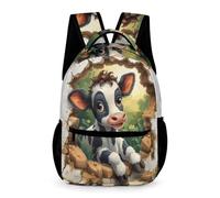 WECECE Sac D École Taureau Sacs Imperméable Sac À Dos Animal Cow Print CArtable Fille Primaire Garcon CE1/CE2