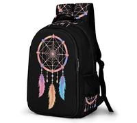 WECECE Sac d'École Attrape-Rêves Tribal Primaire CE1 CE2 Garçons et Filles Cartable Plumes 8-11 Ans Léger Grand Format pour Rentrée Cours Voyage et Randonnée Usage Quotidien