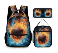 WECECE Sac d'École Basket Ice and Fire » Primaire Élèves, Cartable Basket Enfants avec Boîte à Déjeuner et Trousse, Sac à Dos Collège Léger pour Garçons Filles