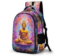WECECE Sac d'École Bouddha CM1 CM2 Garçons et Filles Cartable Bouddhisme 12-15 Ans Léger Durable pour Ordinateur Portable 13,3 Pouces École et Usage Quotidien Rentrée Scolaire