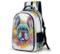 WECECE Sac d'École Bouledogue Chien CE2 CM1 CM2 Garçon Fille Cartable Animal Chiot 9 Ans Sac à Dos Léger Imperméable pour Cours Randonnée Sorties, Daypack Cours Voyage et Loisirs