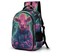 WECECE Sac d'École Bovin Illustration Garçons 14 Ans Cartable Taureau Animal Adolescents Collège Cartable Scolaire pour Élèves Imperméable Grand Cadeau de Rentrée Loisirs