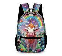 WECECE Sac d'École Bovin Taureau Garçons Filles 13 Ans Cartable Scolaire Vache Buffle 4e Enfants Sac à Dos Léger Durable 43x32x15 cm Balade Études Usage École