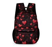 WECECE Sac d'École Cœurs Adolescents 9-13 Ans Cartable Scolaire Amour Cœurs CM1-4e Élèves Sac à Dos Grand Format 43x32x15 cm Promenade Randonnée Livres Cahiers