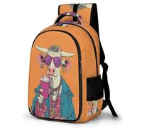 WECECE Sac d'École Design Mode Vache Filles 11-15 Ans Cartable Scolaire Bovin Enfants Collège Sac Collège pour Élèves Imperméable À la Mode Rentrée Scolaire Loisirs