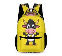 WECECE Sac d'École Drôle Vache Motif Fille Garçon 7 Ans Cartable Scolaire Bovin CE1 Élèves Sac à Dos À la Mode 43x32x15 cm Cadeau d'Anniversaire Livres Cahiers