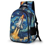 WECECE Sac d'École Étoilé Ciel Art CE2 CM1 Fille Garçon Sac à Dos Espace Fusée 8-13 Ans Cartable Léger Grand Format pour École Voyage Loisirs, Backpack Rentrée Scolaire et Cadeau