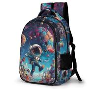 WECECE Sac d'École Fille Garçon Astronaute Élèves Primaire Sac à Dos Futur Ville 8-13 Ans Cartable Léger Grand Format pour École Voyage Loisirs, Backpack Rentrée Scolaire et Cadeau