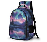 WECECE Sac d'École Fille Garçon Motif Aurore Élèves Primaire Sac à Dos Beau Paysage 8-13 Ans Cartable Léger Grand Format pour École Voyage Loisirs, Backpack Rentrée Scolaire et Cadeau