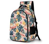 WECECE Sac d'École Flamingo CE1 CE2 Garçon Fille Cartable Palmier Feuille 9 Ans Sac à Dos Porte de Réfrigérateur Léger pour Cours Randonnée Sorties Usage Quotidien, Daypack Voyage
