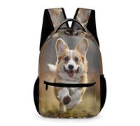 WECECE Sac d'École Gallois Corgi Chiot Ado 7-10 Ans Cartable Scolaire Chien CE1-CM2 Adolescents Sac à Dos Grand Format 43x32x15 cm École Voyage Livres Cahiers