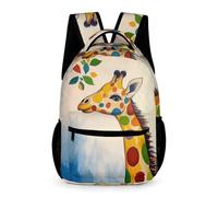 WECECE Sac d'École Girafe Filles Classes CM1 Cartable Motif Animal Girafe Garçons 10-13 Ans Cartable Scolaire Bretelles Réglables Livres Gourde Parapluie École Voyage Loisirs