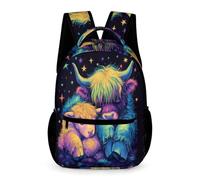 WECECE Sac d'École Highland Bovin Garçons Filles 11 Ans Cartable Scolaire Animal Motif 6e Enfants Sac à Dos Imperméable 43x32x15 cm Balade Études Usage École
