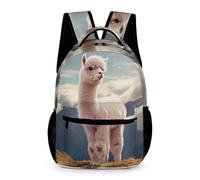WECECE Sac d'École Imprimé Kawaii Alpaga Enfants Garçons 10 Ans Sac à Dos Motif Animal Lama Filles CM1 Cartable Scolaire Livres Cahiers Gourde Cadeau d'Anniversaire École