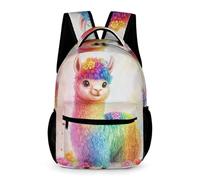 WECECE Sac d'École Imprimé Lama Coloré Maternelle Primaire 8 Ans Sac Scolaire Motif Animal Alpaga CE1 Garçons Filles Daypack Livres Petits Objets Cours Voyage Quotidien
