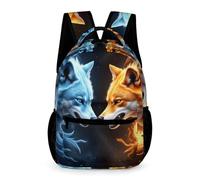 WECECE Sac d'École Imprimé Loup pour Garçons et Filles 6 Ans Sac à Dos Motif Animal Loups CM1-CM2 Bookbag Durable Usage Quotidien Livres Petits Objets École Voyage Loisirs
