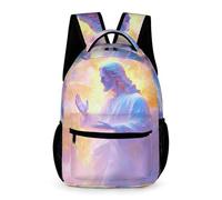 WECECE Sac d'École Jésus Chrétien pour Garçons 8 Ans Sac Scolaire Motif Jésus Filles CE1 School Bag Grand pour Livres Cahiers Bouteille Parapluie Cadeau d'Anniversaire École