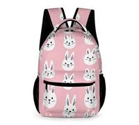 WECECE Sac d'École Lapins Filles Classes CM1 Cartable Motif Animal Lapin Garçons 10-13 Ans Cartable Scolaire Bretelles Réglables Livres Gourde Parapluie École Voyage Loisirs
