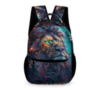 WECECE Sac d'École Lion École Primaire Enfants Garçons Cartable Animal CE1-CE2 Filles 8-12 Ans School Bag Léger avec Poches Latérales Cahiers Bouteille Parapluie Rentrée Scolaire Voyage