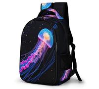 WECECE Sac d'École Méduse Collège Garçon Fille Cartable Océan Créature 9 Ans Sac à Dos Léger Imperméable pour Cours Randonnée Sorties Usage Quotidien, Daypack Cours Voyage et Loisirs