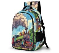 WECECE Sac d'École Motif Chemin de Fer Train Élèves 7 Ans Cartable Thème Dessin Animé Garçons CE2 Cartable Scolaire, pour Enfants Durable Scolaire Usage Quotidien Promenade Backpack