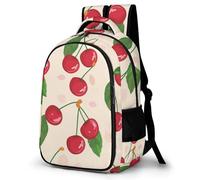 WECECE Sac d'École Motif Cherry CE1 CE2 Garçon Fille Cartable Thème Fruit 9 Ans Sac à Dos Porte de Réfrigérateur Léger pour Cours Randonnée Sorties Usage Quotidien, Daypack Voyage