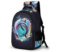 WECECE Sac d'École Motif Dauphin CE2 CM1 pour Filles et Garçons Sac Vie Marine 8-12 Ans Grand Format Léger Durable pour Cadeau du Nouvel An École Voyage et Loisirs Usage Quotidien