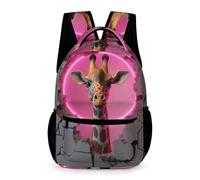WECECE Sac d'École Motif Drôle Girafe Filles Classes CM1 Cartable Animal Garçons 10-13 Ans Cartable Scolaire Bretelles Réglables Livres Gourde Parapluie École Voyage Loisirs