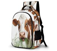WECECE Sac d'École Motif Drôle Vache Enfants 10 Ans Cartable Scolaire Animal Bovin Garçon CM1 Sac Scolaire pour Élèves À la Mode Imperméable Cadeau d'Anniversaire École