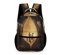 WECECE Sac d'École Motif Livre Primaire CP Élèves Garçons et Filles Cartable Scolaire Thème Art 8-12 Ans Daypack Grand Livres Cahiers Bouteille Parapluie Rentrée Scolaire Voyage