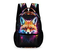 WECECE Sac d'École Motif Renard Classes CM2 Filles Sac à Dos Motif Animal Renard Garçons 9-13 Ans Backpack Bretelles Réglables Livres Gourde Parapluie École Voyage Loisirs