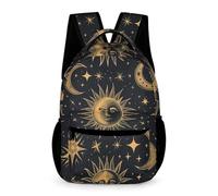 WECECE Sac d'École Soleil Lune Étoiles Garçons Filles 13 Ans Cartable Scolaire Bohème 4e Enfants Sac à Dos Léger Durable 43x32x15 cm Balade Études Usage École