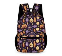 WECECE Sac d'École Thème Halloween Thème Halloween Garçon CP Cartable Scolaire Bat Fille 6 Ans Daypack Grand pour Livres Cahiers Bouteille Parapluie Cours Voyage Quotidien